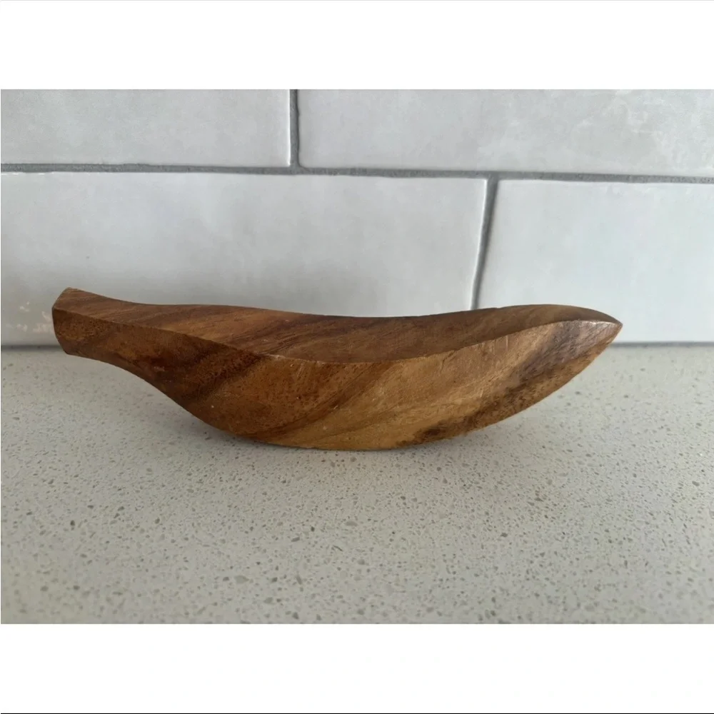Vintage Hand Carved Wooden Fruit- 5 PIECE SET - Great Display Mid Century Modern